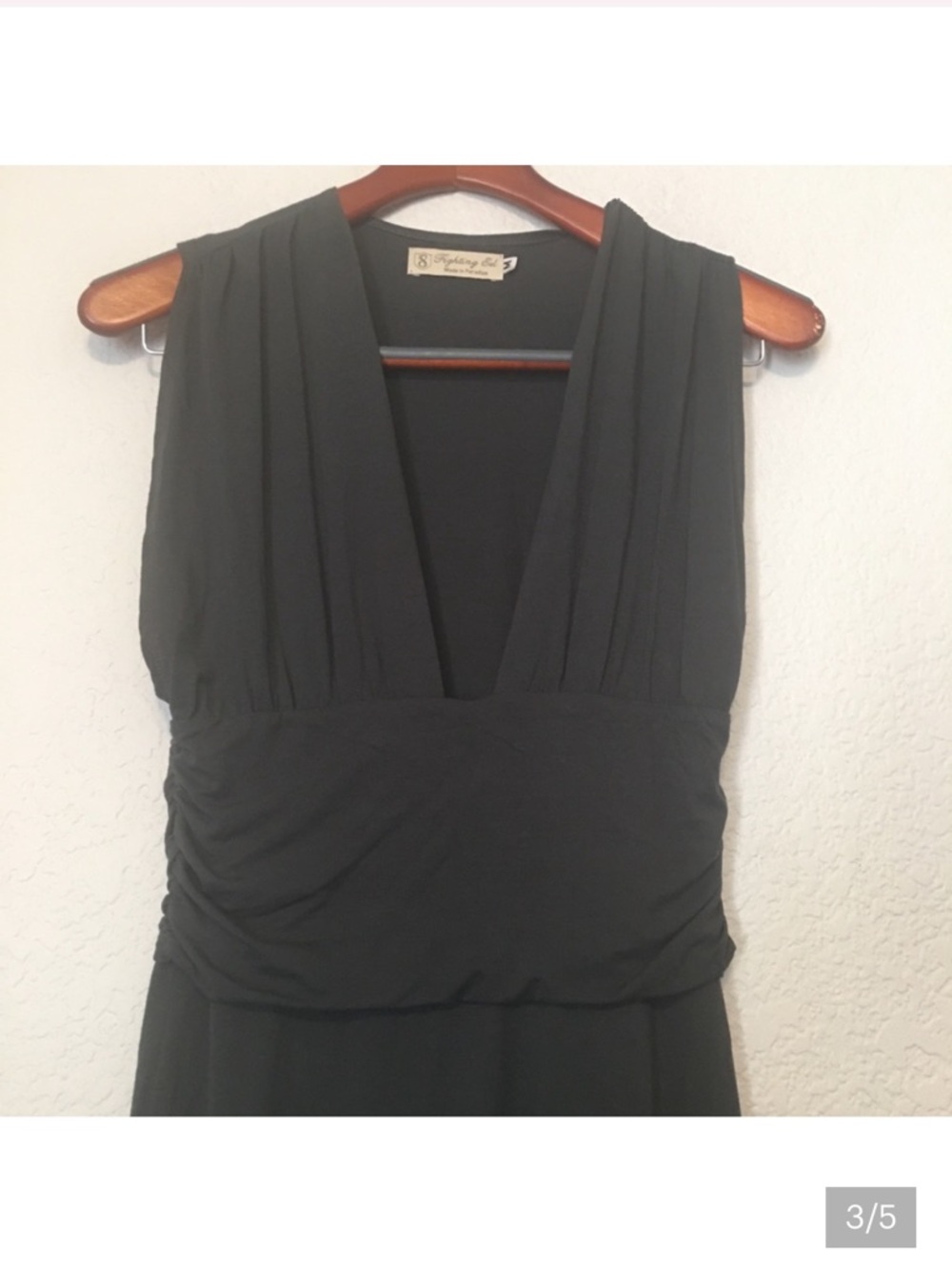 Fighting Eel Sleeveless V-Neck Mini Dress in Charcoal Gray - Picture 4 of 6